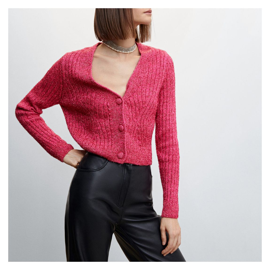 Cardigan en lurex rose main product photo