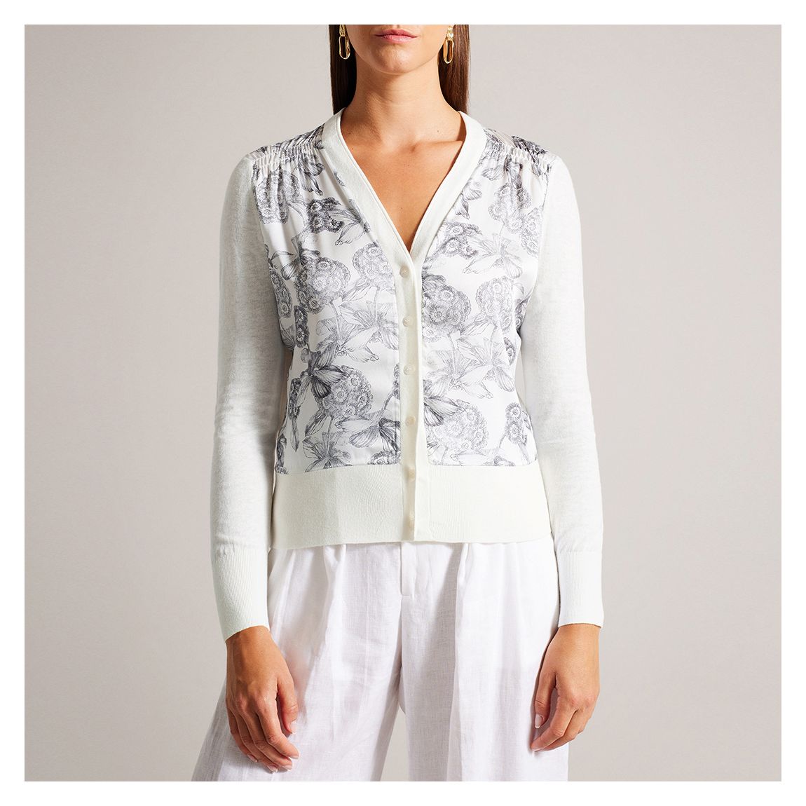Cardigan tissé Loulie blanc main product photo