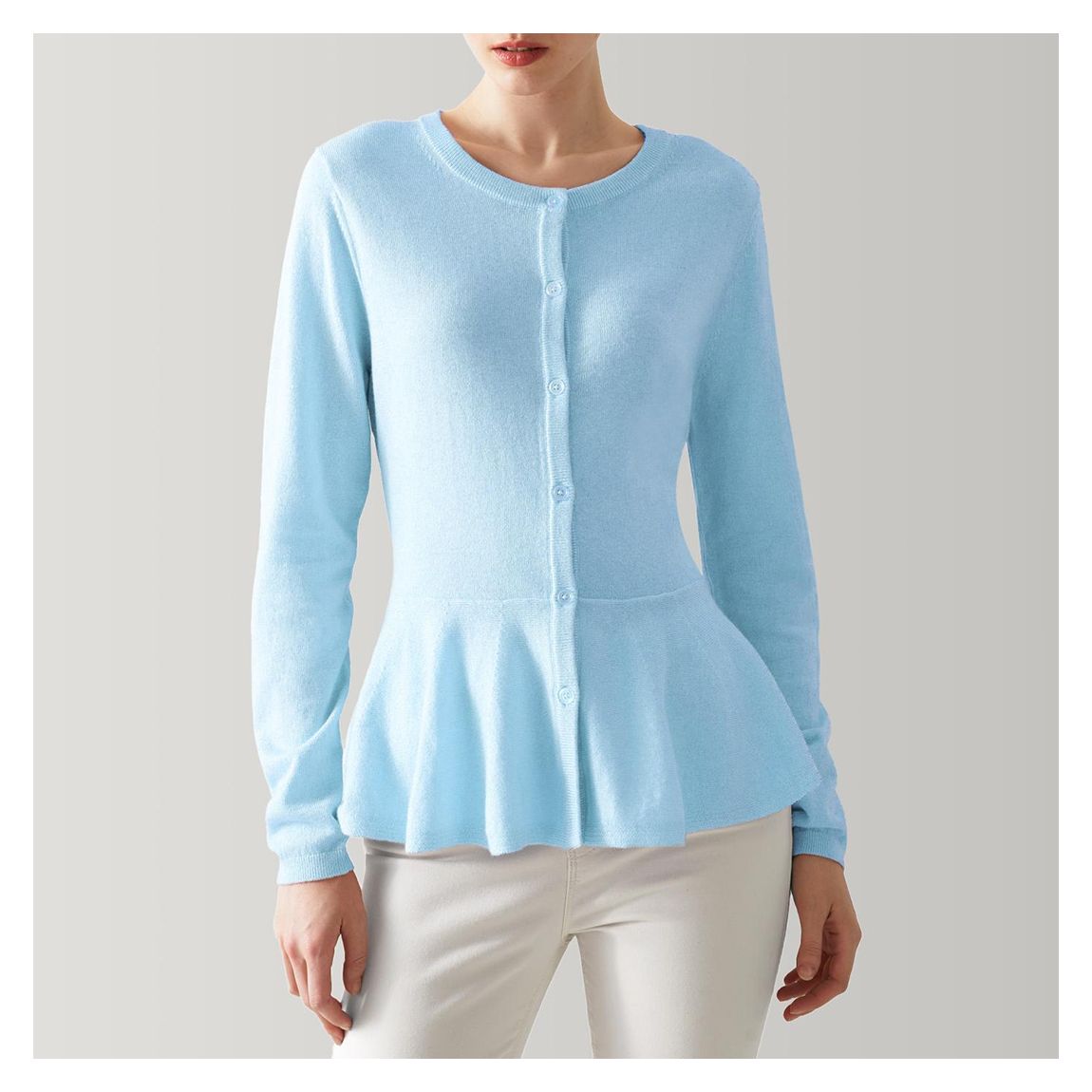 Cardigan bleu en laine mélangée Valerie main product photo