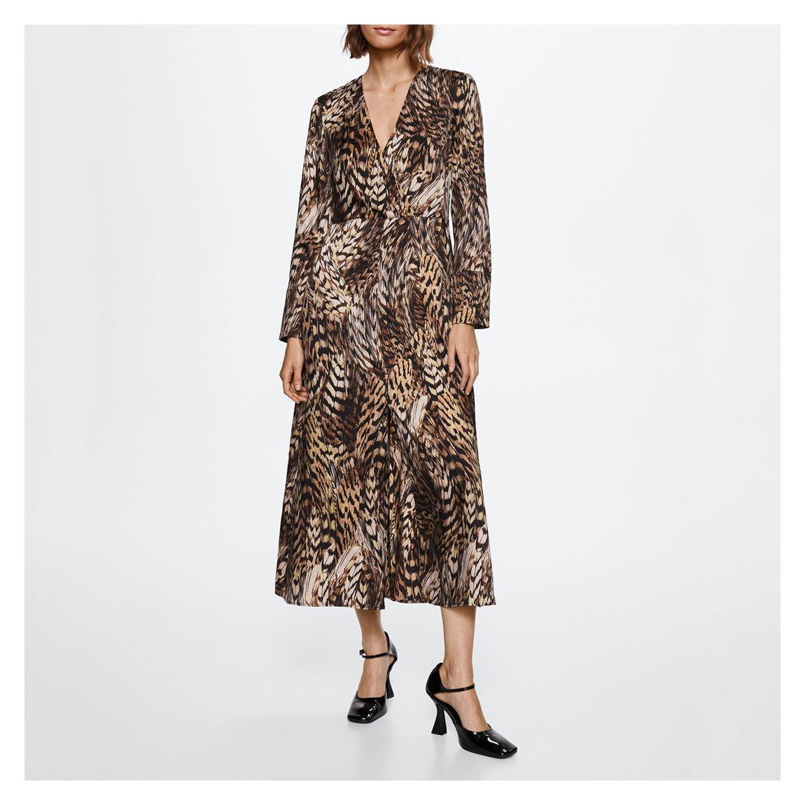 Robe Fluide À Imprimé Animalier Marron main product photo
