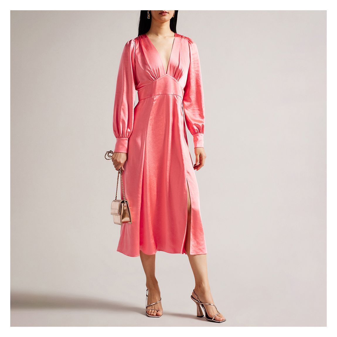 Pink Daniia Waisted Midi Dress main product photo
