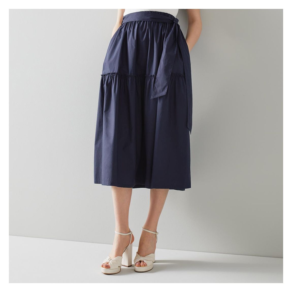 Jupe midi en coton Rego Navy main product photo