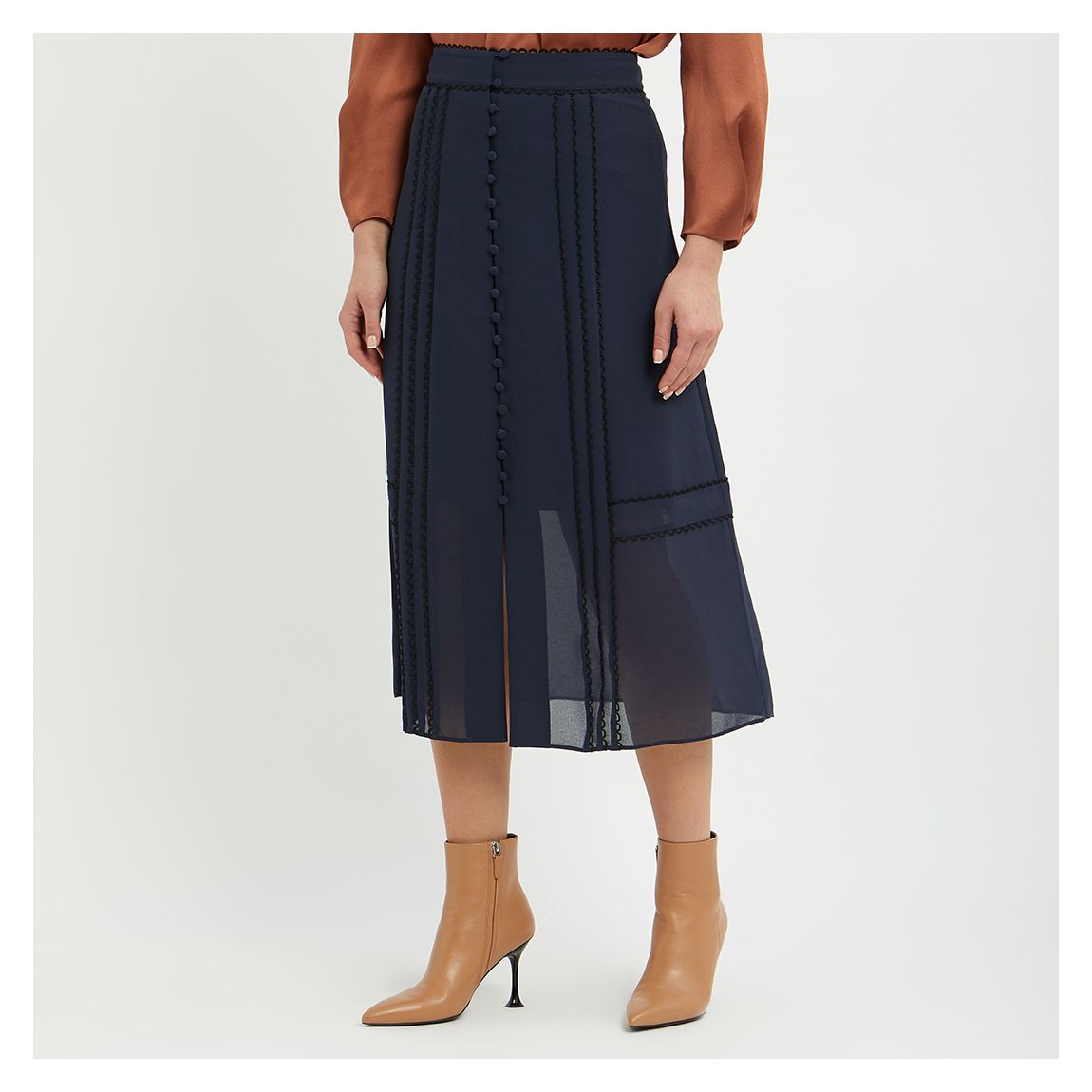 Jupe Midi A Line Azalae Navy main product photo