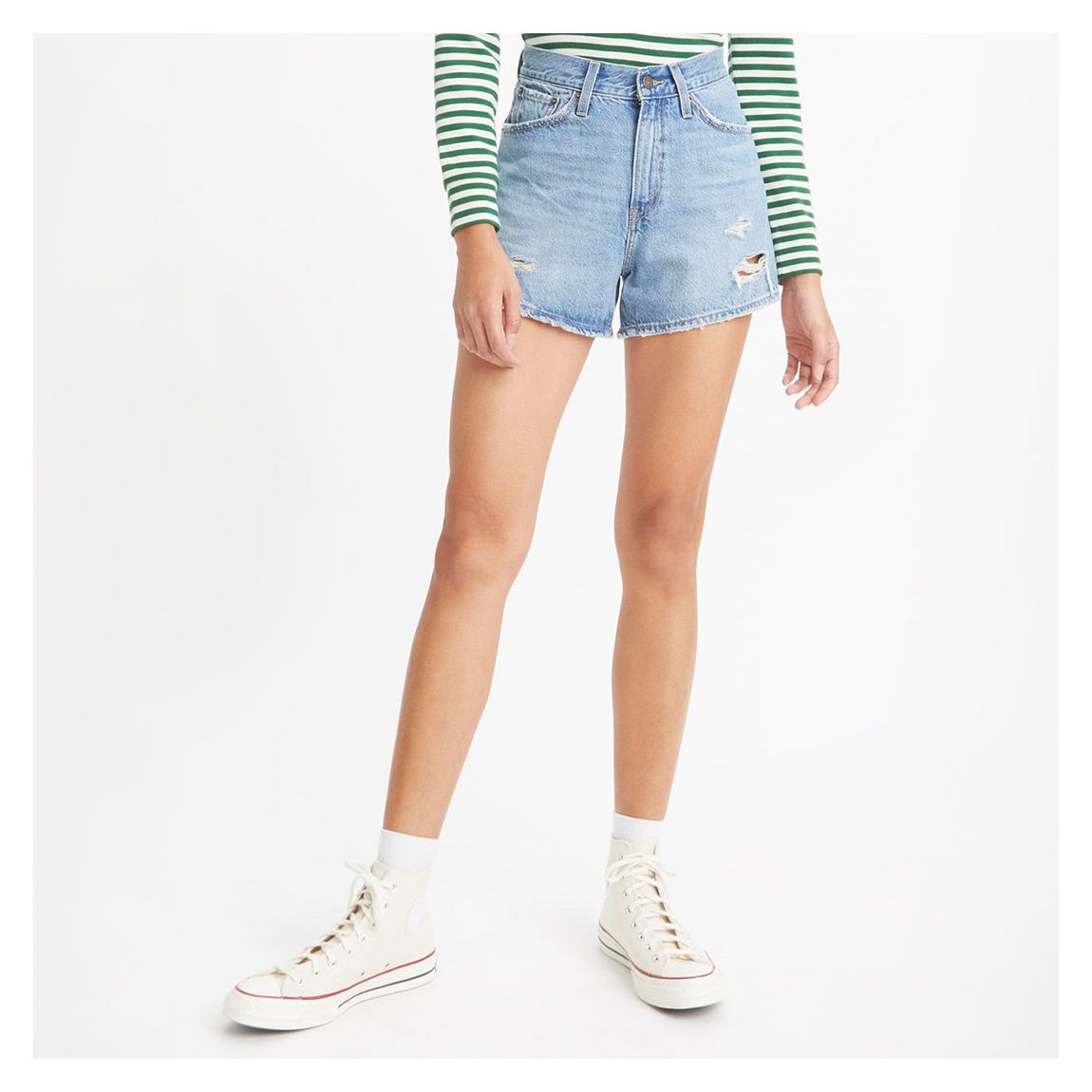 Short bleu en denim vieilli 80's Mom main product photo