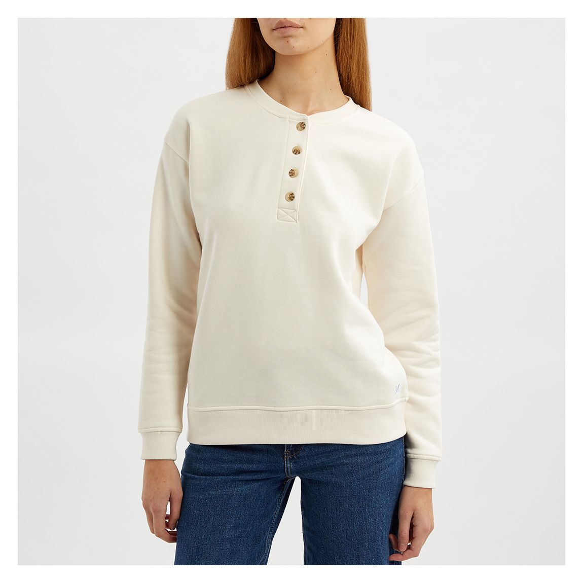 Sweatshirt boutonné en coton crème main product photo