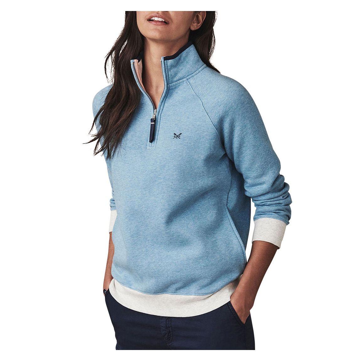 Sweat en coton demi-fermé bleu main product photo