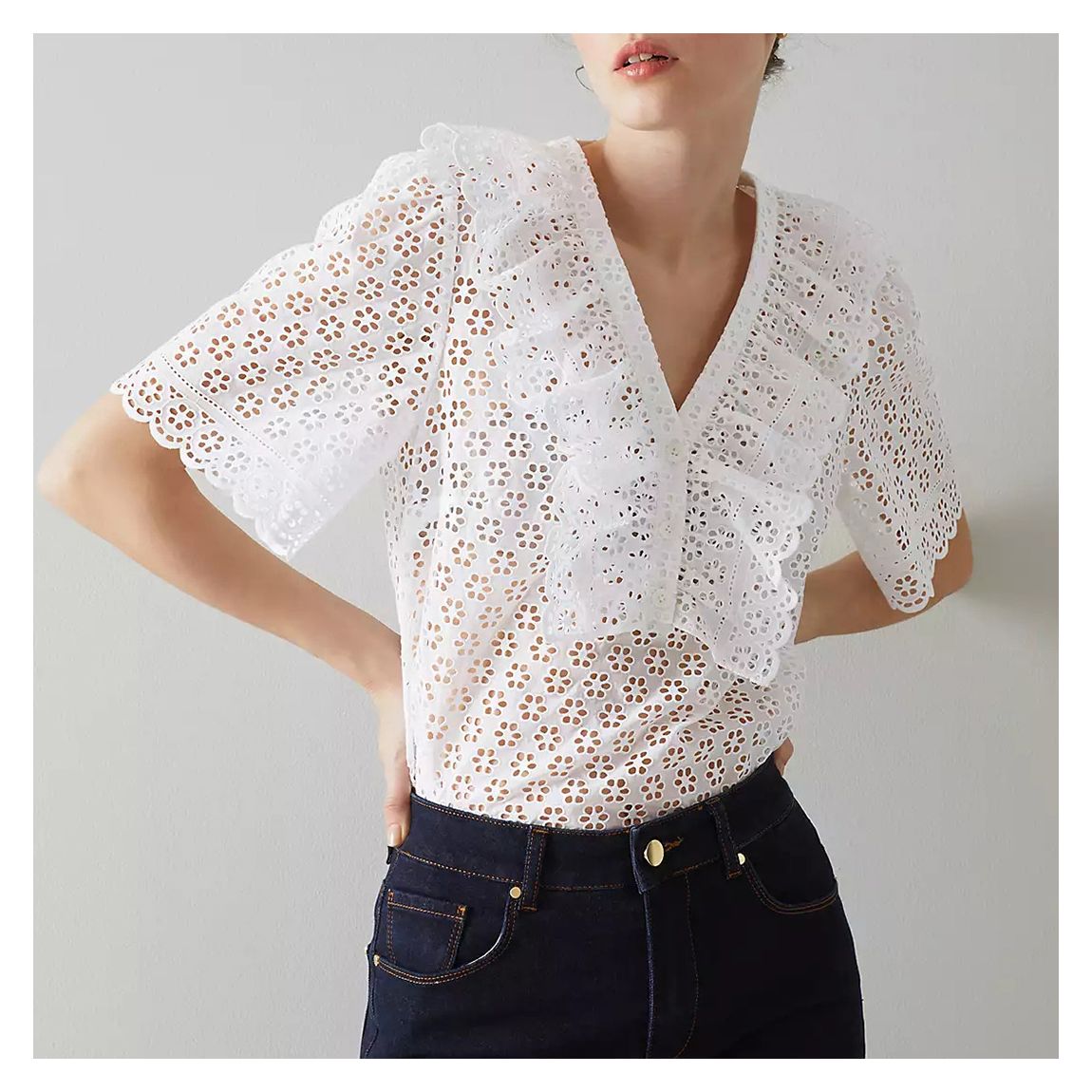 Top en coton à volants White Rose main product photo