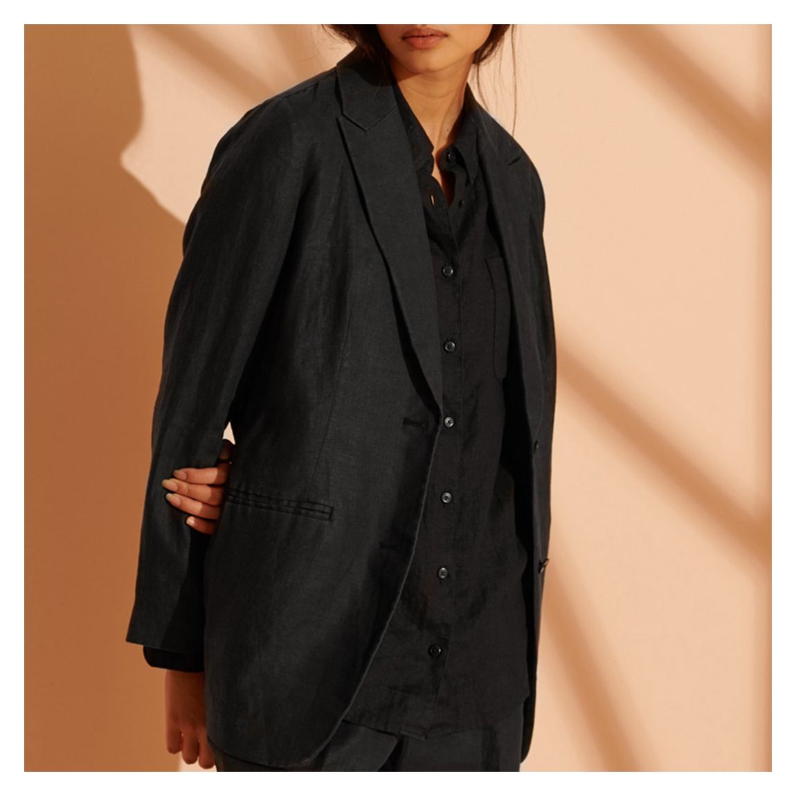 Blazer en chanvre noir main product photo