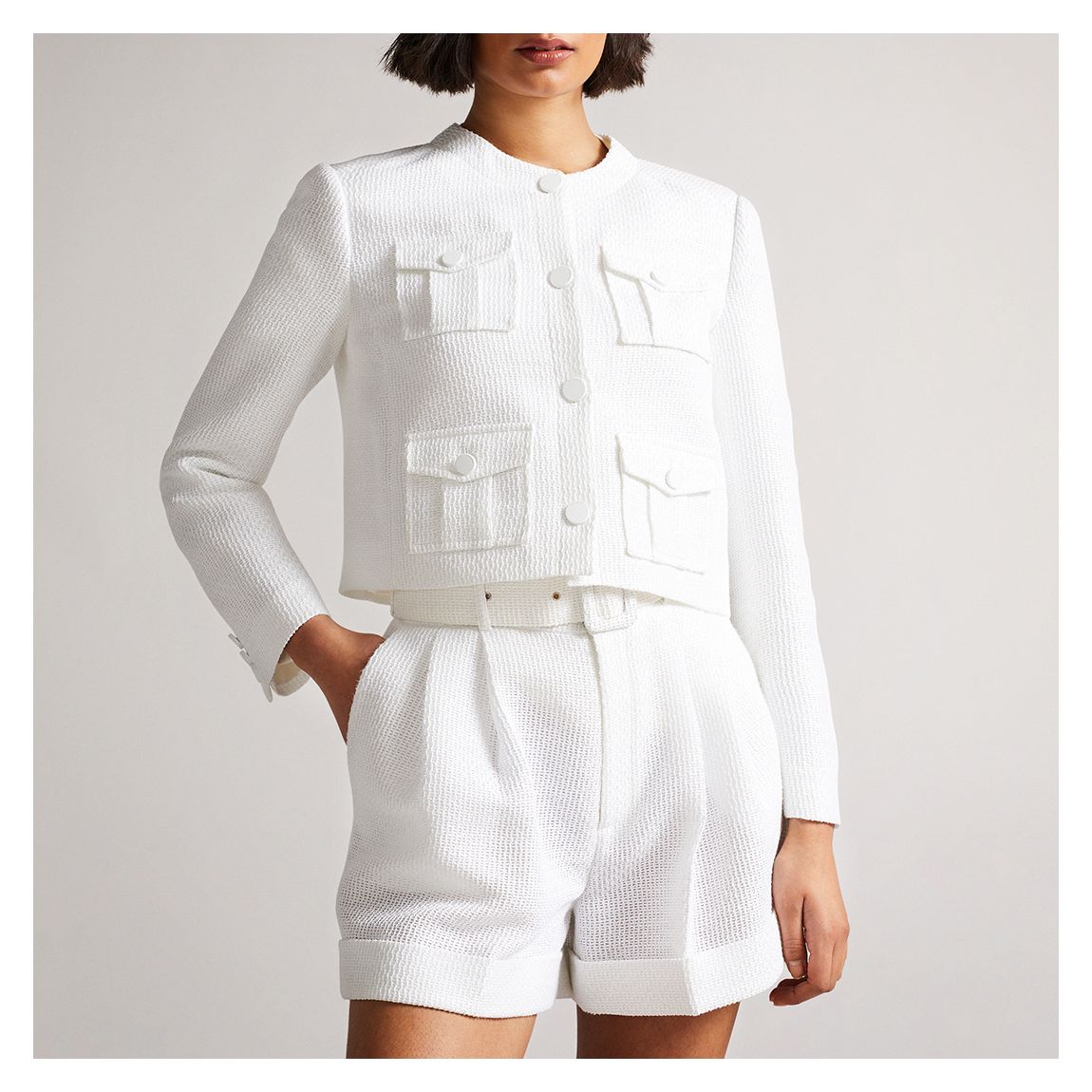 White Alera Cropped Boxy Jacket main product photo