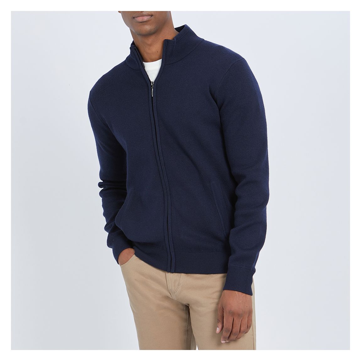 Pull zippé bleu marine main product photo
