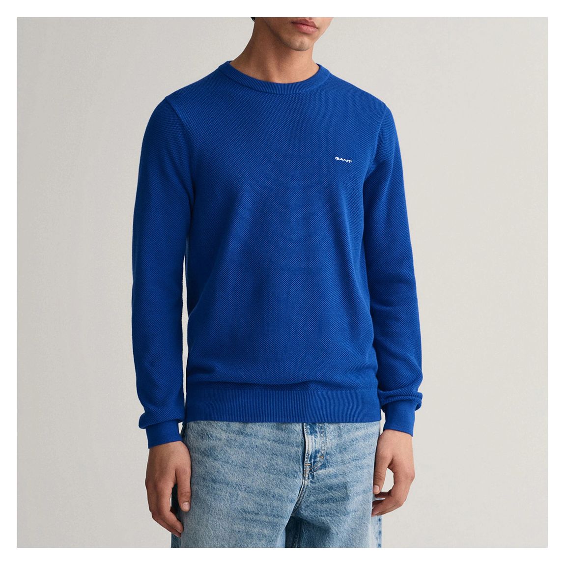 sweat en coton piqué bleu main product photo