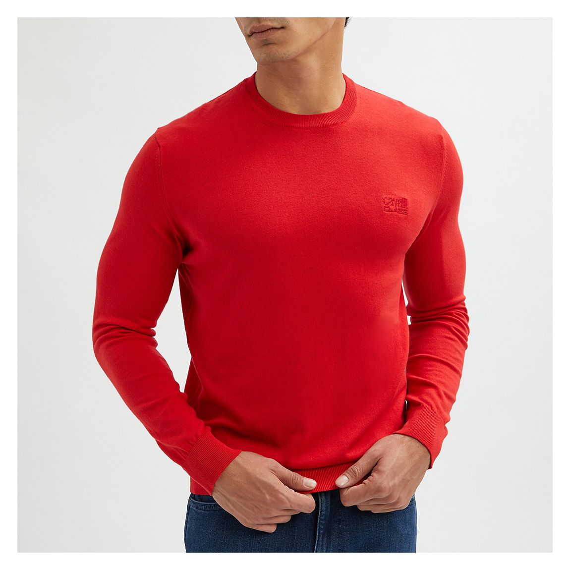 Sweatshirt en coton rouge à coupe régulière main product photo