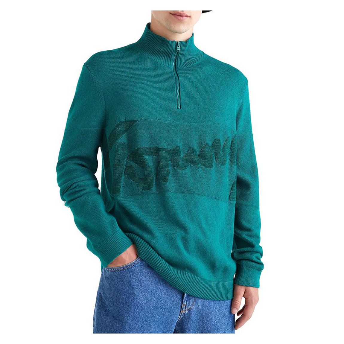 Pull-Over Demi-Fermé Sarcelle Signature main product photo