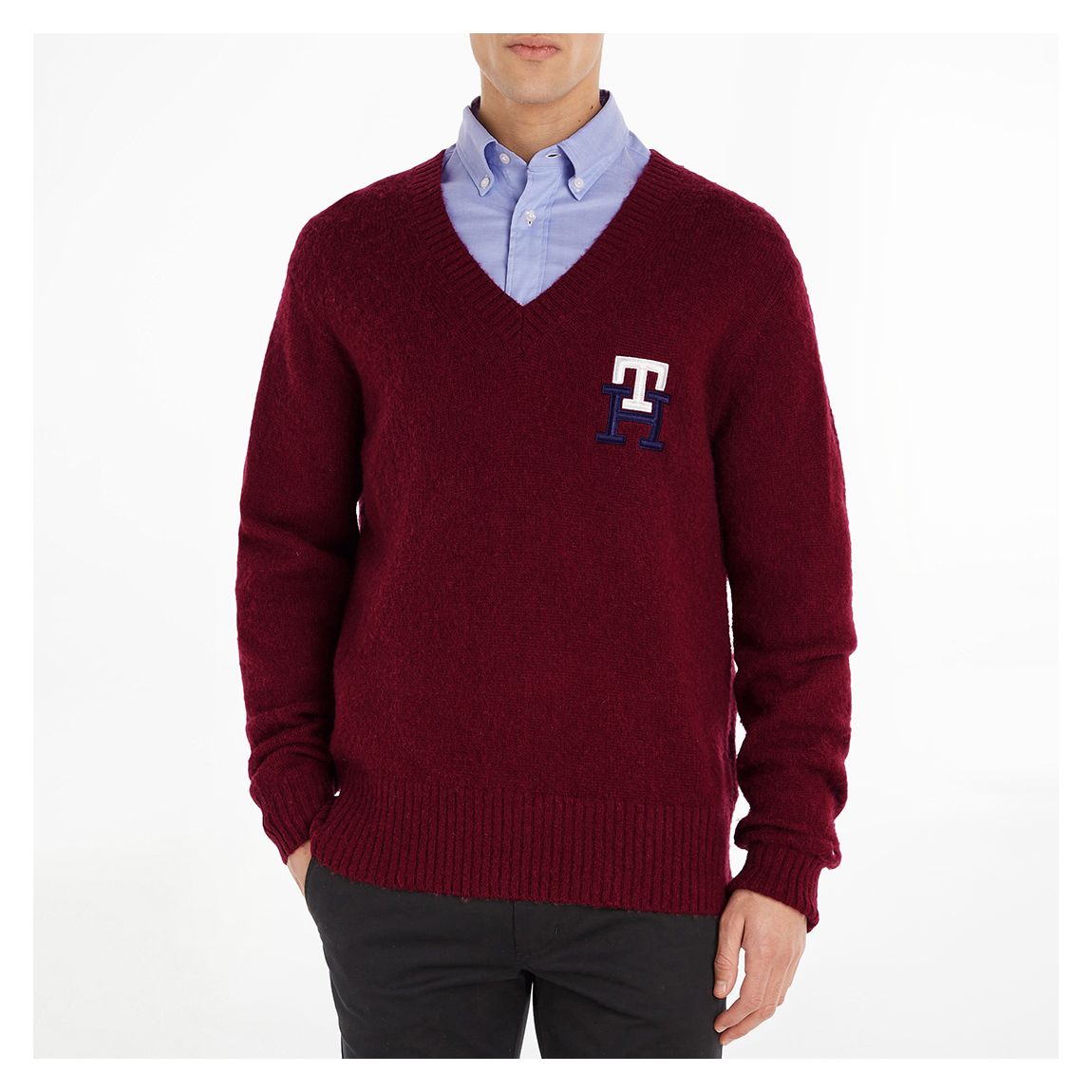 Pull En Laine Brossée Bordeaux main product photo