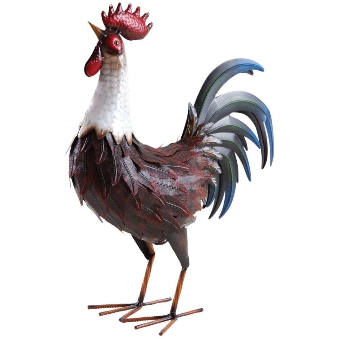 Coq métal laqué rouge et blanc main product photo