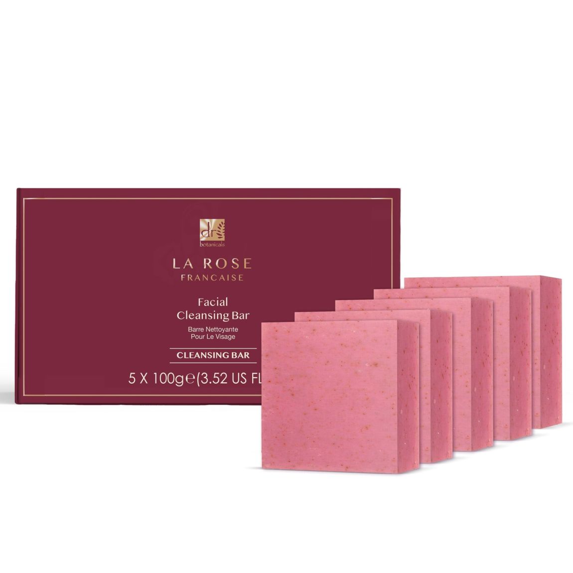 Dr Botanicals La Rose Française Barre de Nettoyage Facial (Pack de 5) 100g x 5 main product photo